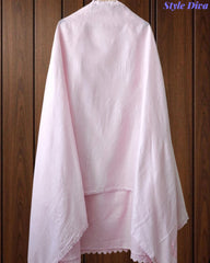 SD1133 - Pakistani Style Khadi Cotton  Unstitched Suit with Overall Crochet Lacing on Kurta & Dupatta