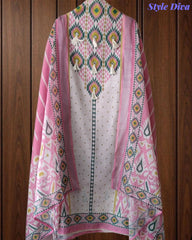 SD1118 -Linen Cotton Digital Printed Unstitched Suit with Mirror Work, Pearl Highlighting & Dupatta