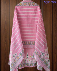 SD1118 -Linen Cotton Digital Printed Unstitched Suit with Mirror Work, Pearl Highlighting & Dupatta