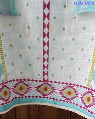 SD1118 -Linen Cotton Digital Printed Unstitched Suit with Mirror Work, Pearl Highlighting & Dupatta