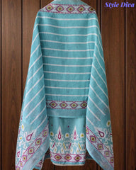 SD1118 -Linen Cotton Digital Printed Unstitched Suit with Mirror Work, Pearl Highlighting & Dupatta