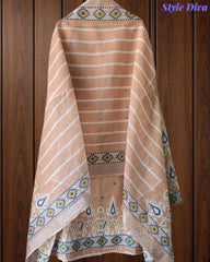 SD1118 -Linen Cotton Digital Printed Unstitched Suit with Mirror Work, Pearl Highlighting & Dupatta
