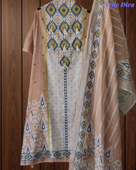 SD1118 -Linen Cotton Digital Printed Unstitched Suit with Mirror Work, Pearl Highlighting & Dupatta