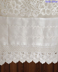 SD1133 - Pakistani Style Khadi Cotton  Unstitched Suit with Overall Crochet Lacing on Kurta & Dupatta
