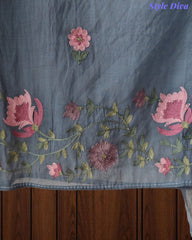 SD1112 - Mul Cotton Unstitched Suit with Parsi Embroidery, Pearl Highlighting & Matching Embroidered Dupatta