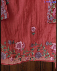 SD1112 - Mul Cotton Unstitched Suit with Parsi Embroidery, Pearl Highlighting & Matching Embroidered Dupatta