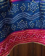 Premium Gajji Silk Digital Bandhej Print Unstitched Suit Set with Zari Embroidery, Faux Mirror & Sequin Work
