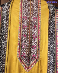 Gajji Silk Digital Printed Unstitched Suit with Mirror Highlighting & Matching Dupatta