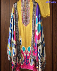 Gajji Silk Digital Printed Unstitched Suit with Mirror Highlighting & Matching Dupatta