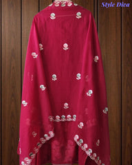 SD1101 - Mul Cotton Unstitched Suit with Parsi Embroidery, Embroidered Kurta & Matching Dupatta