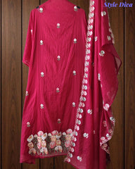 SD1101 - Mul Cotton Unstitched Suit with Parsi Embroidery, Embroidered Kurta & Matching Dupatta