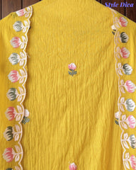 SD1101 - Mul Cotton Unstitched Suit with Parsi Embroidery, Embroidered Kurta & Matching Dupatta