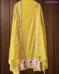 SD1101 - Mul Cotton Unstitched Suit with Parsi Embroidery, Embroidered Kurta & Matching Dupatta