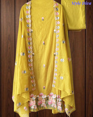 SD1101 - Mul Cotton Unstitched Suit with Parsi Embroidery, Embroidered Kurta & Matching Dupatta