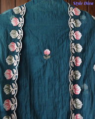 SD1101 - Mul Cotton Unstitched Suit with Parsi Embroidery, Embroidered Kurta & Matching Dupatta