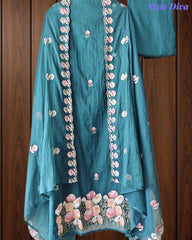 SD1101 - Mul Cotton Unstitched Suit with Parsi Embroidery, Embroidered Kurta & Matching Dupatta