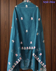 SD1101 - Mul Cotton Unstitched Suit with Parsi Embroidery, Embroidered Kurta & Matching Dupatta