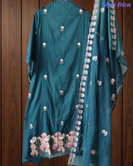 SD1101 - Mul Cotton Unstitched Suit with Parsi Embroidery, Embroidered Kurta & Matching Dupatta