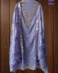 SD1136 - Mul Cotton Unstitched Suit with Pita Work, Block Print Dupatta & Matching Kurta