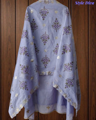 SD1136 - Mul Cotton Unstitched Suit with Pita Work, Block Print Dupatta & Matching Kurta
