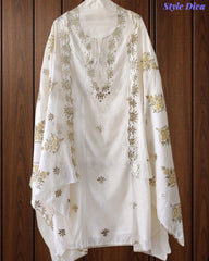 SD1136 - Mul Cotton Unstitched Suit with Pita Work, Block Print Dupatta & Matching Kurta