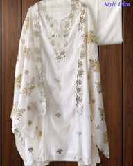 SD1136 - Mul Cotton Unstitched Suit with Pita Work, Block Print Dupatta & Matching Kurta