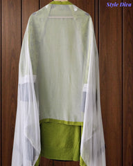 SD1131 - Cotton Schiffli Unstitched Suit with Crochet Lacing & Four-Side Border Chiffon Dupatta