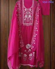 SD1127 - Mul Cotton Unstitched Suit with Laser Cut Work, Overall Embroidery & Matching Embroidered Dupatta