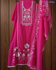 SD1127 - Mul Cotton Unstitched Suit with Laser Cut Work, Overall Embroidery & Matching Embroidered Dupatta