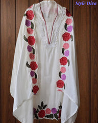 SD1104 - Mul Cotton Unstitched Suit with Crochet Neck Work, Embroidered Dupatta & Delicate Lace Detailing