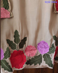 SD1104 - Mul Cotton Unstitched Suit with Crochet Neck Work, Embroidered Dupatta & Delicate Lace Detailing