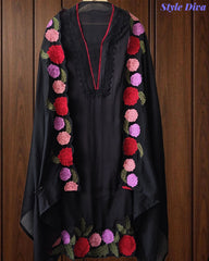 SD1104 - Mul Cotton Unstitched Suit with Crochet Neck Work, Embroidered Dupatta & Delicate Lace Detailing