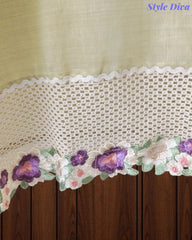 SD1121 - Jamdani Cotton Unstitched Suit with Crochet Lacing, 3D Flower Detailing & Matching Dupatta
