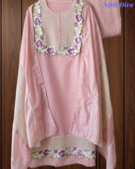 SD1121 - Jamdani Cotton Unstitched Suit with Crochet Lacing, 3D Flower Detailing & Matching Dupatta (Copy)