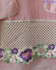 SD1121 - Jamdani Cotton Unstitched Suit with Crochet Lacing, 3D Flower Detailing & Matching Dupatta (Copy)