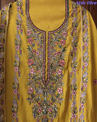 SD1102 - Mul Cotton Unstitched Suit with Colorful Floral Embroidery, Embroidered Kurta & Matching Dupatta