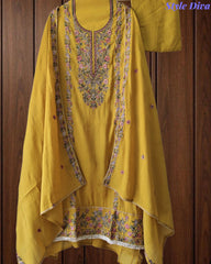 SD1102 - Mul Cotton Unstitched Suit with Colorful Floral Embroidery, Embroidered Kurta & Matching Dupatta