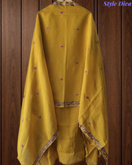 SD1102 - Mul Cotton Unstitched Suit with Colorful Floral Embroidery, Embroidered Kurta & Matching Dupatta