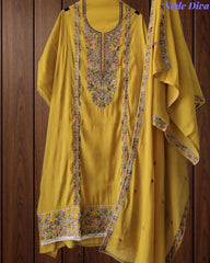 SD1102 - Mul Cotton Unstitched Suit with Colorful Floral Embroidery, Embroidered Kurta & Matching Dupatta