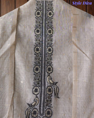 Designer Jamdani Cotton Banarasi Weave Unstitched Suit for Festive & Party Wear