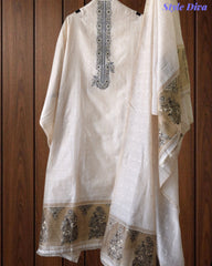 Designer Jamdani Cotton Banarasi Weave Unstitched Suit for Festive & Party Wear