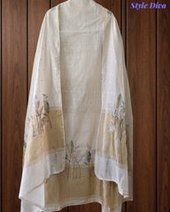 Jamdani Cotton Banarasi Unstitched Suit with Colorful Embroidery, Traditional Weaves & Matching Dupatta
