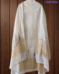 Jamdani Cotton Banarasi Unstitched Suit with Colorful Embroidery, Traditional Weaves & Matching Dupatta