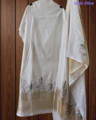 Jamdani Cotton Banarasi Unstitched Suit with Colorful Embroidery, Traditional Weaves & Matching Dupatta