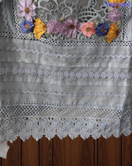 Mul Cotton Unstitched Suit with 3D Embroidery, Crochet Lacing & Matching Dupatta