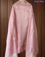Shimmer Tissue Unstitched Suit with Gotta Work, Embroidery & Matching Embellished Dupatta