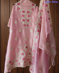 Shimmer Tissue Unstitched Suit with Gotta Work, Embroidery & Matching Embellished Dupatta