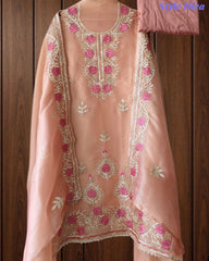Shimmer Tissue Unstitched Suit with Gotta Work, Embroidery & Matching Embellished Dupatta