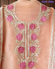 Shimmer Tissue Unstitched Suit with Gotta Work, Embroidery & Matching Embellished Dupatta