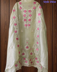 Shimmer Tissue Unstitched Suit with Gotta Work, Embroidery & Matching Embellished Dupatta